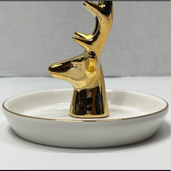 Deer Ring Display Holder Mini Trinket Tray Jewelry Ceramic Dish Pendant Case mom - Picture 16 of 17